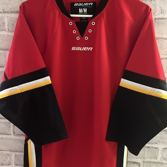 Bauer Hockey Jersey Red Black White Gold Size Medium - Picture 3 of 8